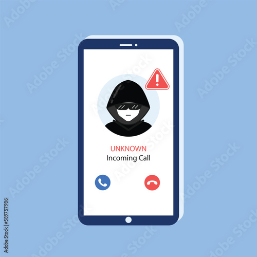 Incoming call from unknown caller on smartphone screen.