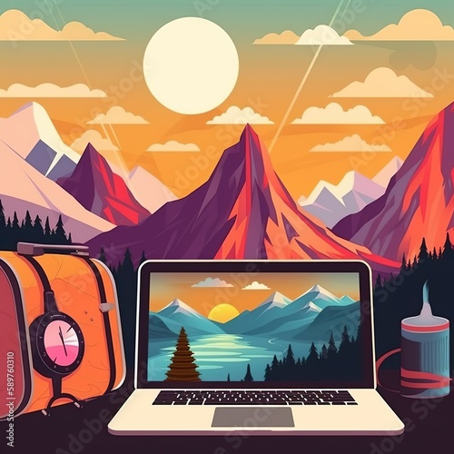MacBook in the mountains