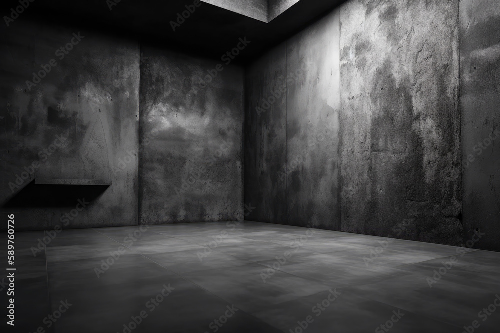 Dark black and gray abstract cement wall and interior textured studio room for product display. Wall background Dark black and gray abstract cement wall and interior textured studio room for product display. Wall background