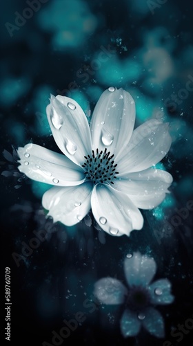 beautiful white flowers with blue backgrounds