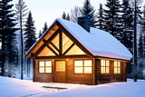 雪山の中の小屋
generative