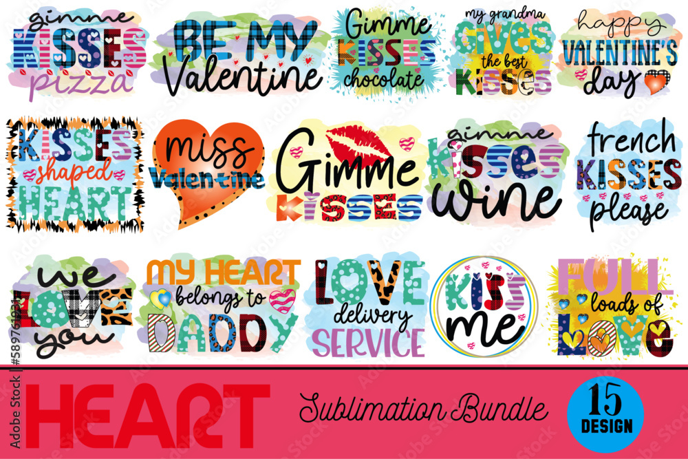Naklejka premium Heart Sublimation Design Bundle