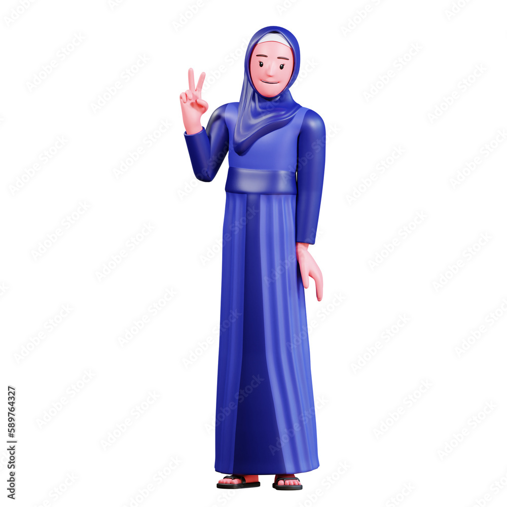 3D Character Muslim Female with blue clothes 3D Character Muslim Female with blue clothes