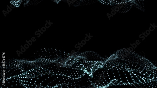 Explosion of glowing particles. Light wave floating abstract particles