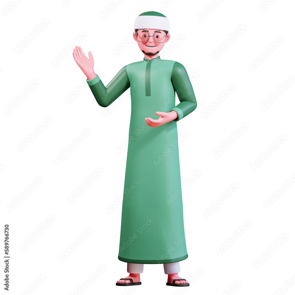3D Character Muslim Male with green clothes 3D Character Muslim Male with green clothes
