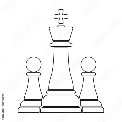 simple chess icon symbol king and two pawn white chess symbol