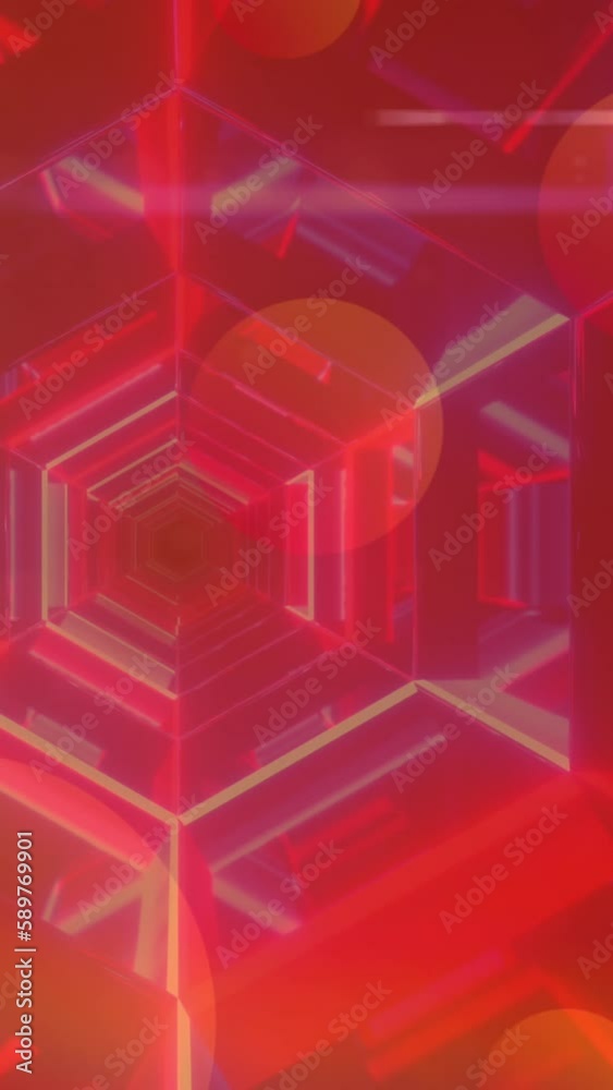 Animation of orange spots over digital tunnel Animation of orange spots over digital tunnel