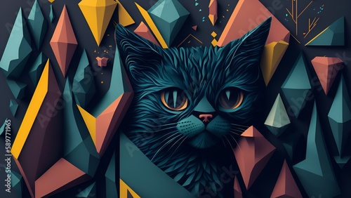 cat with geometric figures
