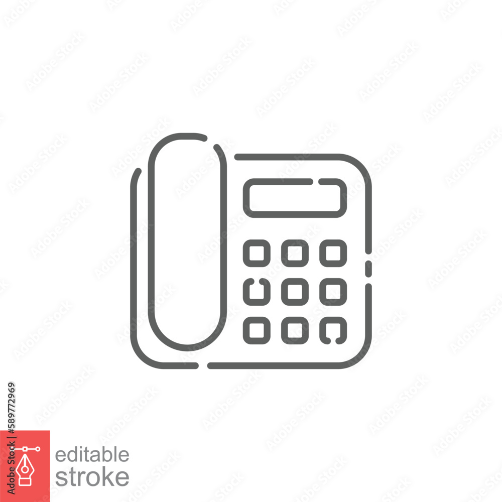 Intercom telephone icon. House phone, technology concept. Simple outline style. Thin line symbol. Vector illustration isolated on white background. Editable stroke EPS 10. Intercom telephone icon. House phone, technology concept. Simple outline style. Thin line symbol. Vector illustration isolated on white background. Editable stroke EPS 10.