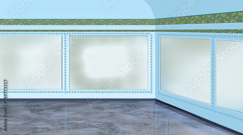 Empty white walls in an art gallery illustration