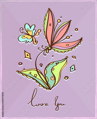 Greeting card, vector lettering 