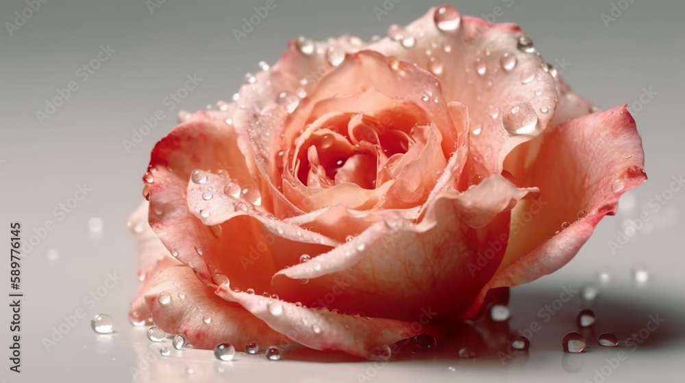 Blume, Blumenblüte in Rosa, mit Wassertropfen auf weissem, neutralem Hintergrund. Generative AI Illustration Blume, Blumenblüte in Rosa, mit Wassertropfen auf weissem, neutralem Hintergrund. Generative AI Illustration
