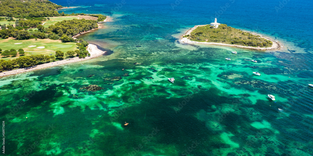 Alcanada Lighthouse in Mallorca, Spain.