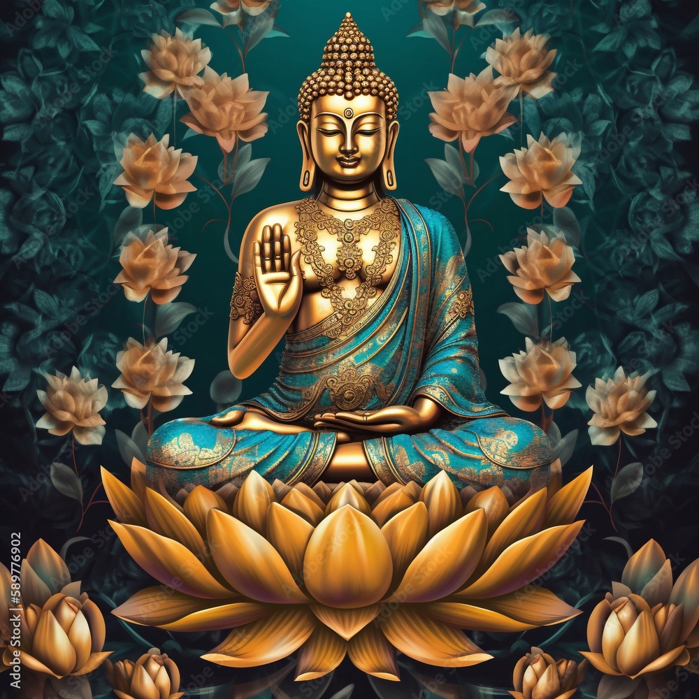 Obraz premium painting buddha statue in the lotus position