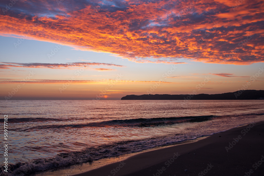 A sunrise over the baltic sea as seen from the town Binz on Rügen A sunrise over the baltic sea as seen from the town Binz on Rügen