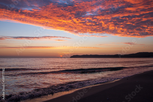 A sunrise over the baltic sea as seen from the town Binz on Rügen