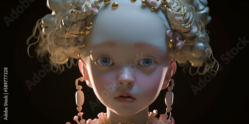 Porcelain dolls first appeared in France and were soon made from unglazed porcelain to create a paler complexion and matte effect. And also, after some time, the dolls got real hair and glass eyes. photo
