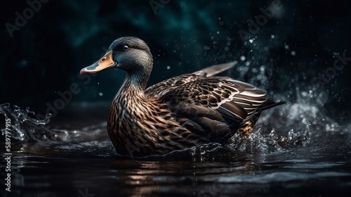 realistic mallard duck on the water © Tebha Workspace