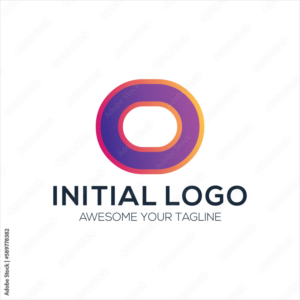 initial o logo design gradient colorful