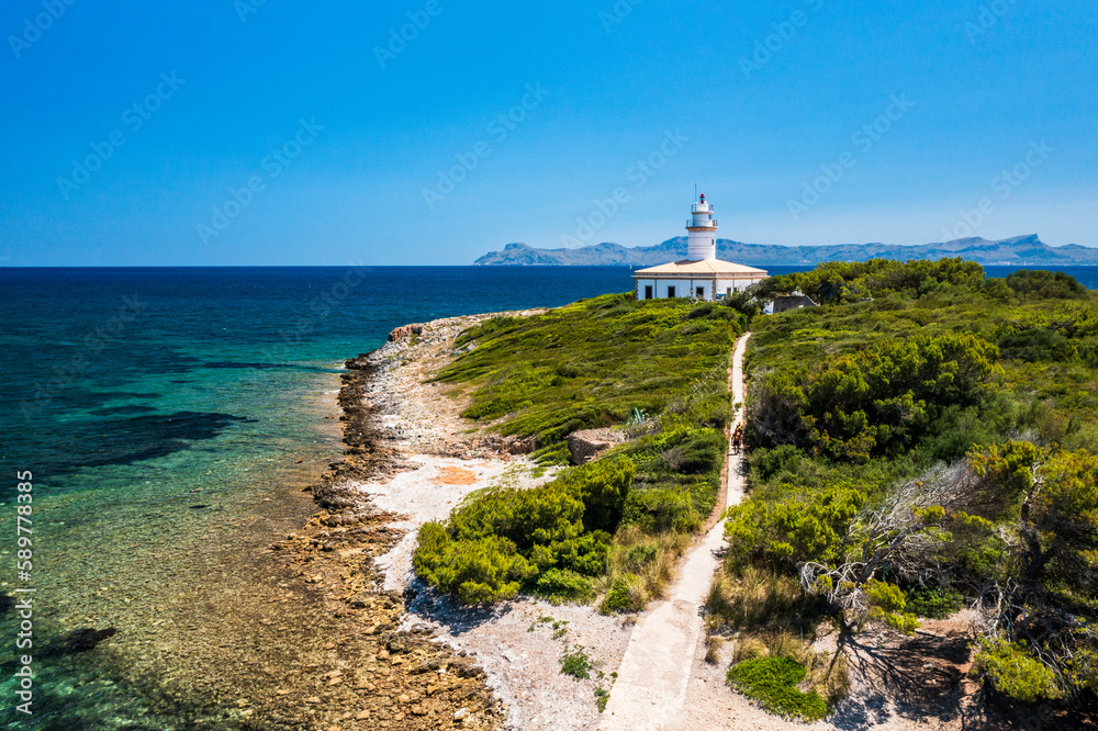 Alcanada Lighthouse in Mallorca, Spain.