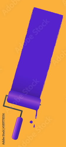 blue paint roller vector illustration