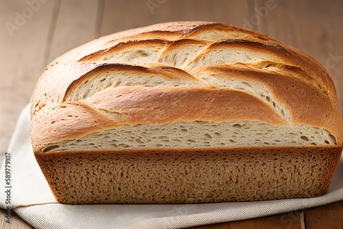 Close-up of whole grain bread, Generative AI