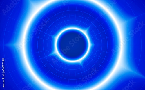 Futuristic technological two aura round grid background. Circle digital futurist cyber space design, cyberpunk tech, Portal to virtual reality, science fiction matrix, science neon light template