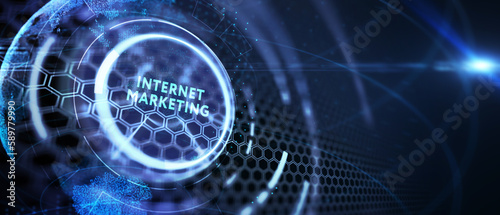Internet marketing digital online advertising automation. Business, Technology, Internet and network concept. 3d illustration