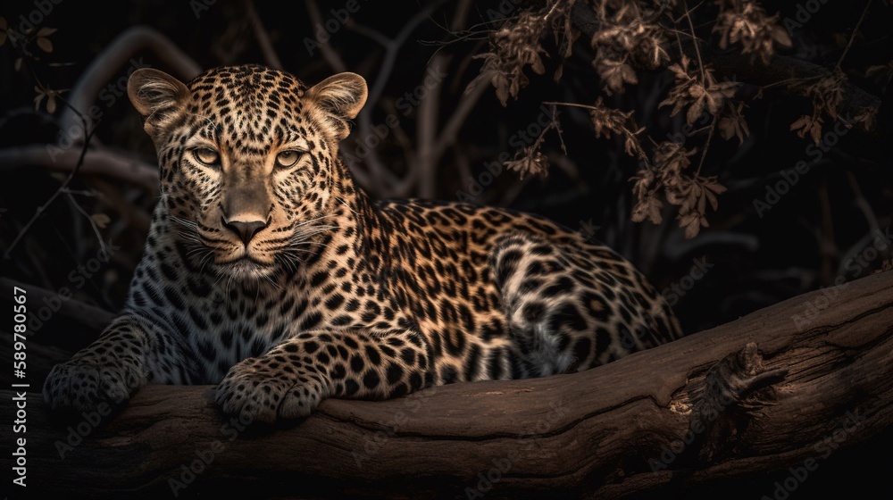 Fototapeta premium realistic leopard in the tree