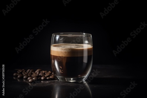 glass of coffee with coffee been on table