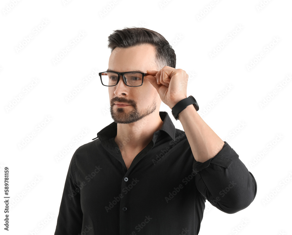 Handsome businessman in eyeglasses on white background Handsome businessman in eyeglasses on white background