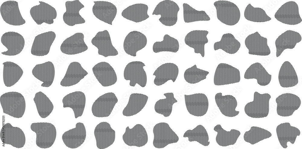 Fototapeta premium Hand Drawn Organic Shapes Liquid and fluid shape Black symbol Set 50
