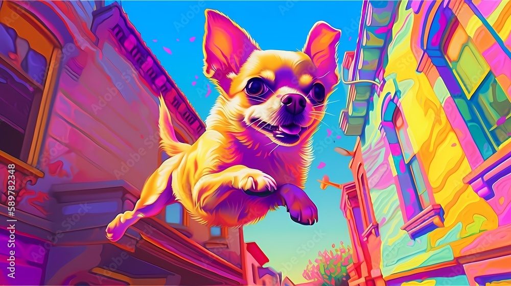 Chihuahua colorful illustration. Generative AI