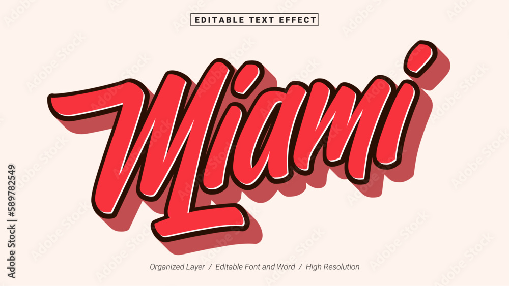 Obraz premium Editable Miami Font Design. Alphabet Typography Template Text Effect. Lettering Vector Illustration for Product Brand and Business Logo.