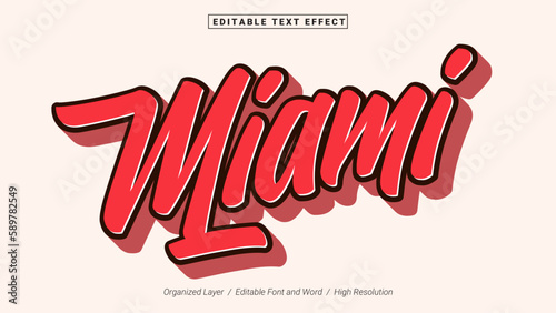 Editable Miami Font Design. Alphabet Typography Template Text Effect. Lettering Vector Illustration for Product Brand and Business Logo.
