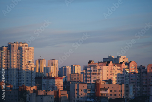 sunset over the city in Kyiv