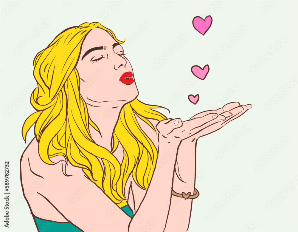 woman with hearts vector for card decoration illustration woman with hearts vector for card decoration illustration