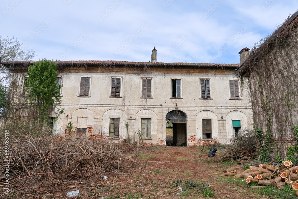 Linarolo characteristic village houses streets roofs panorama urban landscape vision ancient Italy Italian Linarolo characteristic village houses streets roofs panorama urban landscape vision ancient Italy Italian