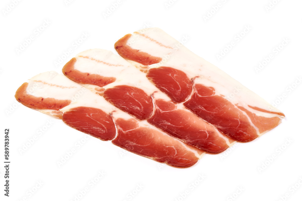 Jamon, jerked meat, isolated on white background. High resolution image.