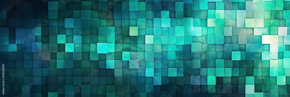 Teal Geometric Abstract Mosaic Pattern AI generated