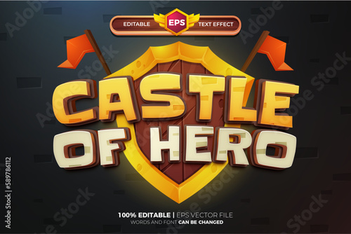 Castle of Hero Shield comic cartoon movies Bold 3D Editable text Effect Style