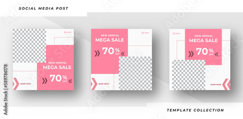 New arrival mega sale design promotion social media post template. instagram banner template