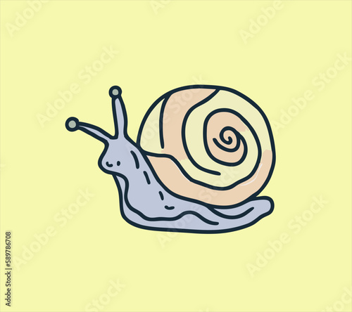 Cute Snail hand drawn style, Hand drawn snail animal illustration design