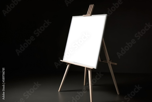 An Easel With Empty Space For A Photo Or Painting Black. Isolated Transparent, Png. Generative AI