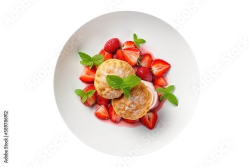 Wallpaper Mural Strawberry Shortcake Vegetarian Dessert On White Background, Top View. Isolated Transparent, Png. Generative AI Torontodigital.ca