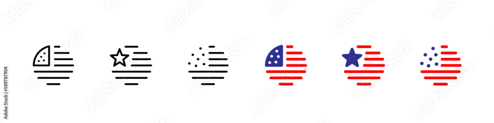 USA flag line icon set isolated illustration Stock Vector | Adobe Stock