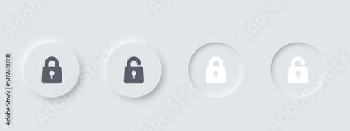 Lock and unlock buttons neumorphism style illustration