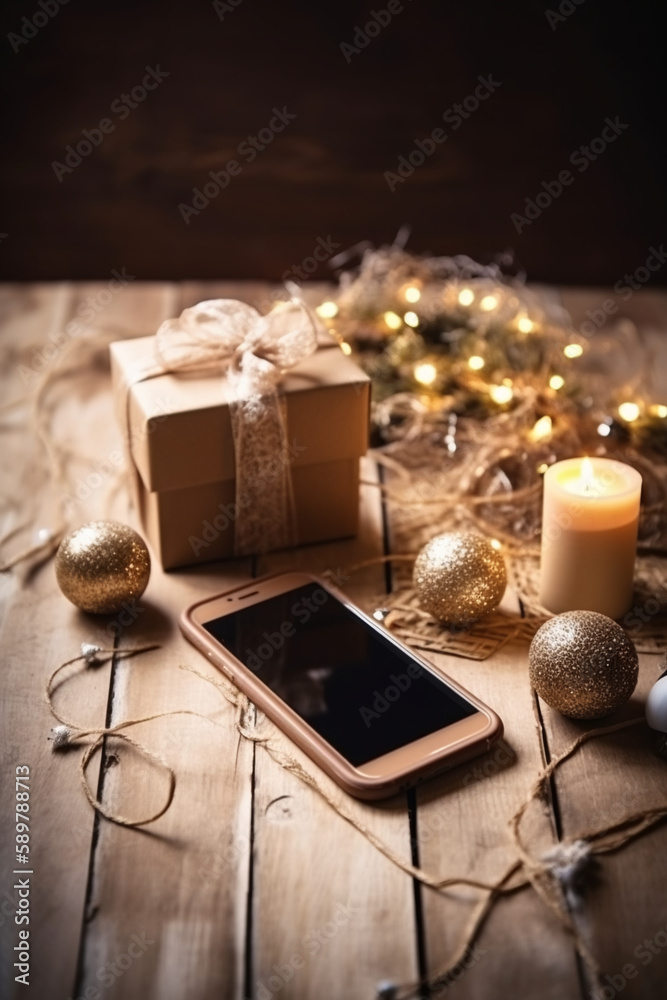 Cellulare. Festa di Natale. Ai generated. Cellulare. Festa di Natale. Ai generated.