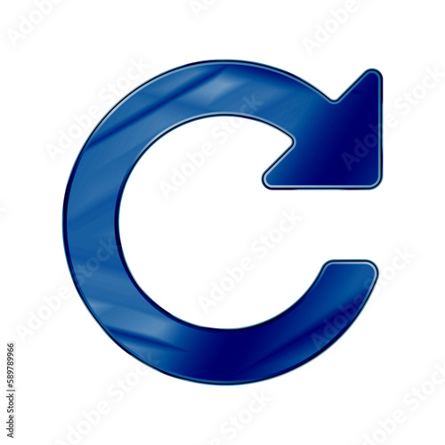 Dark Blue Colored Metal Chrome web icon arrow refresh.