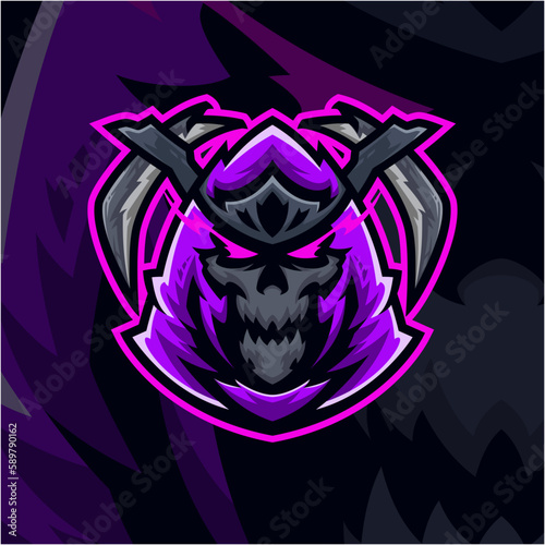 Reaper logo mascot illustration premium vector